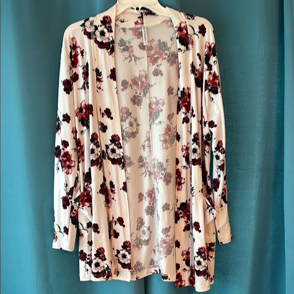 Piphany Floral Cardigan - Cream and Red